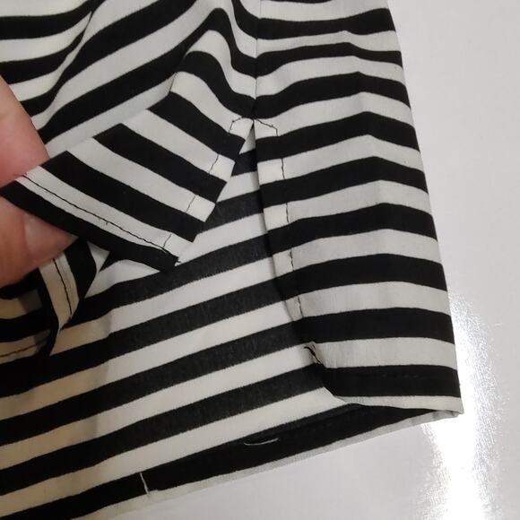 Calvin Klein Black & White Striped Pullover Roll Tab Sleeve Blouse Size XS - Picture 4 of 13